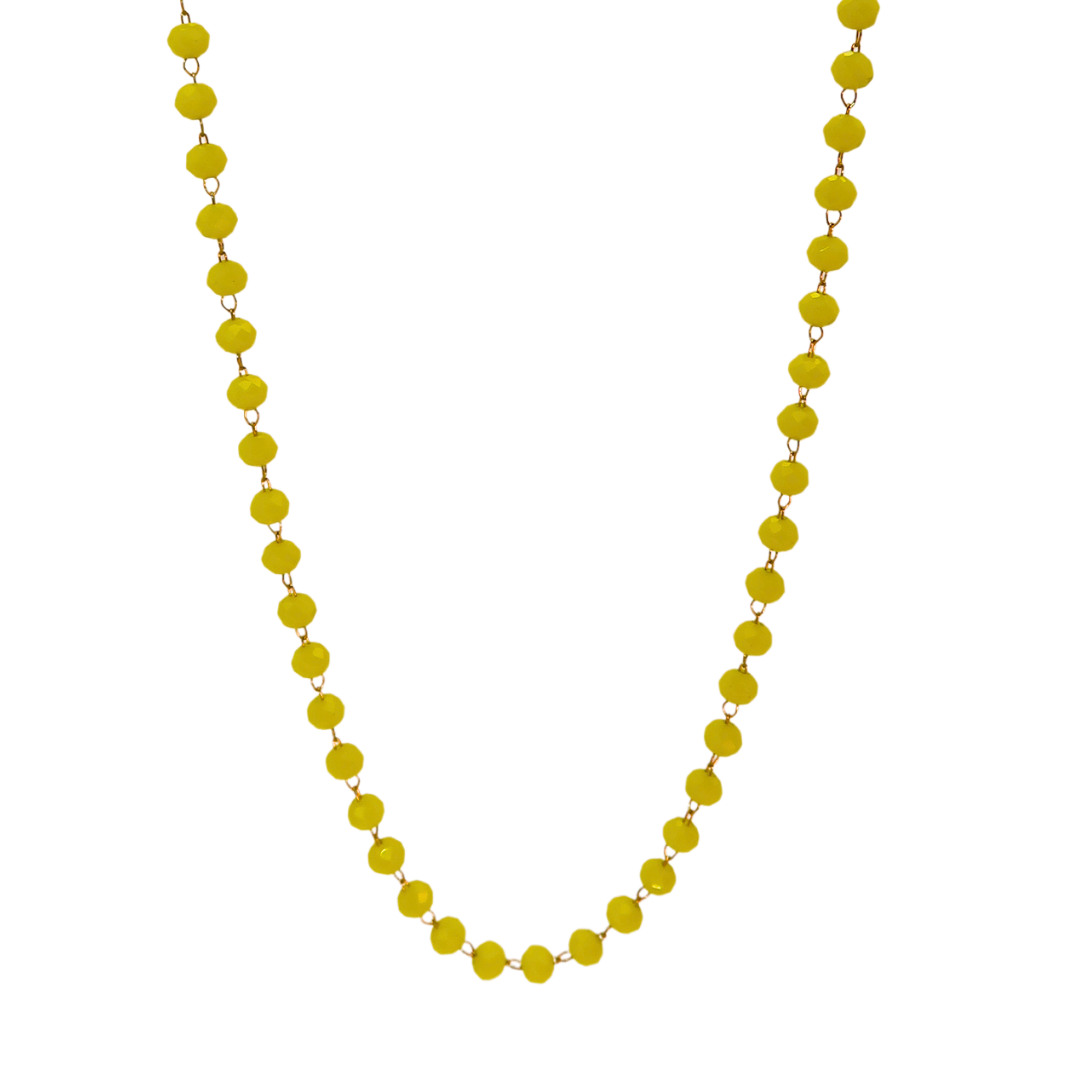 Chaîne collier perles - Jaune
