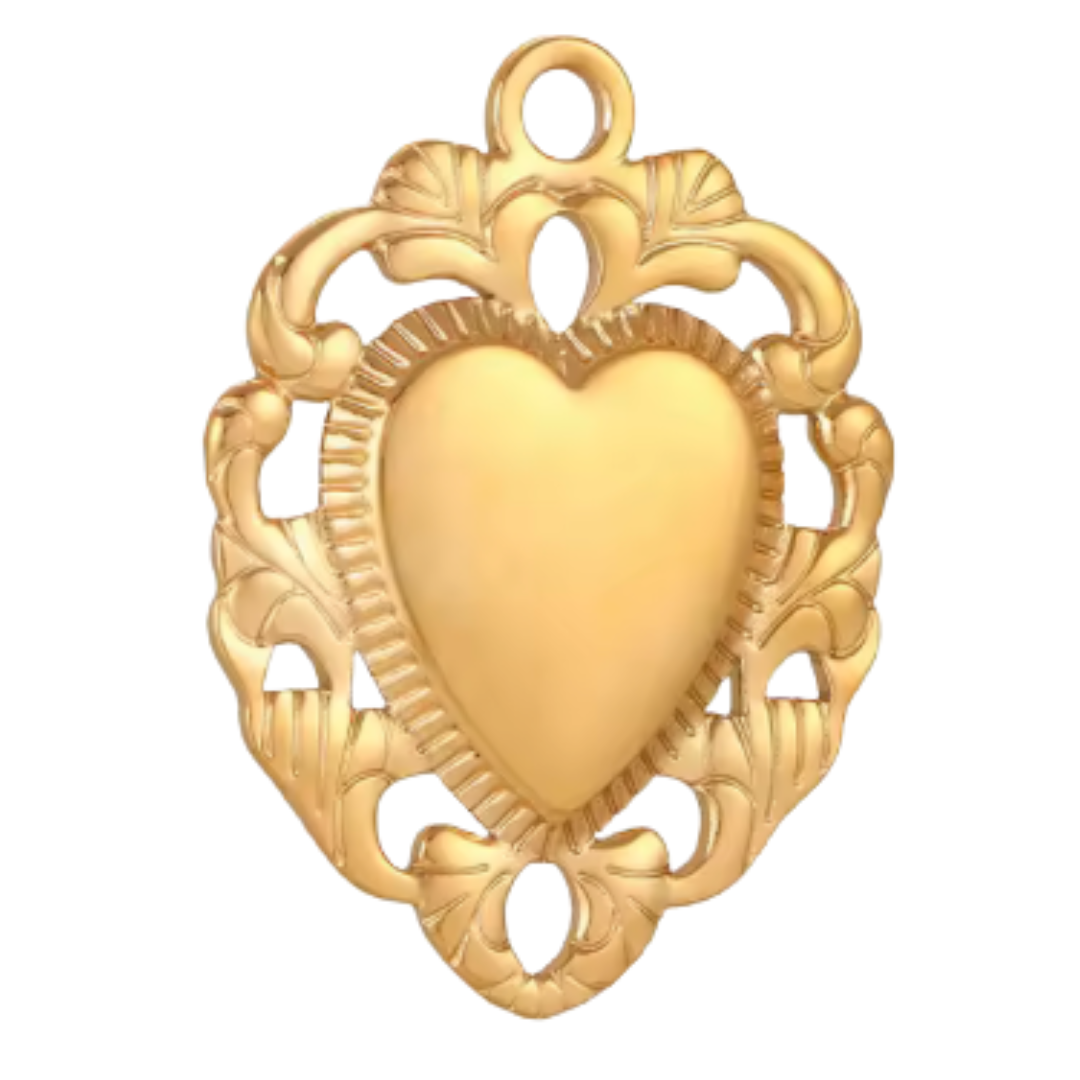Grand coeur orné - Or