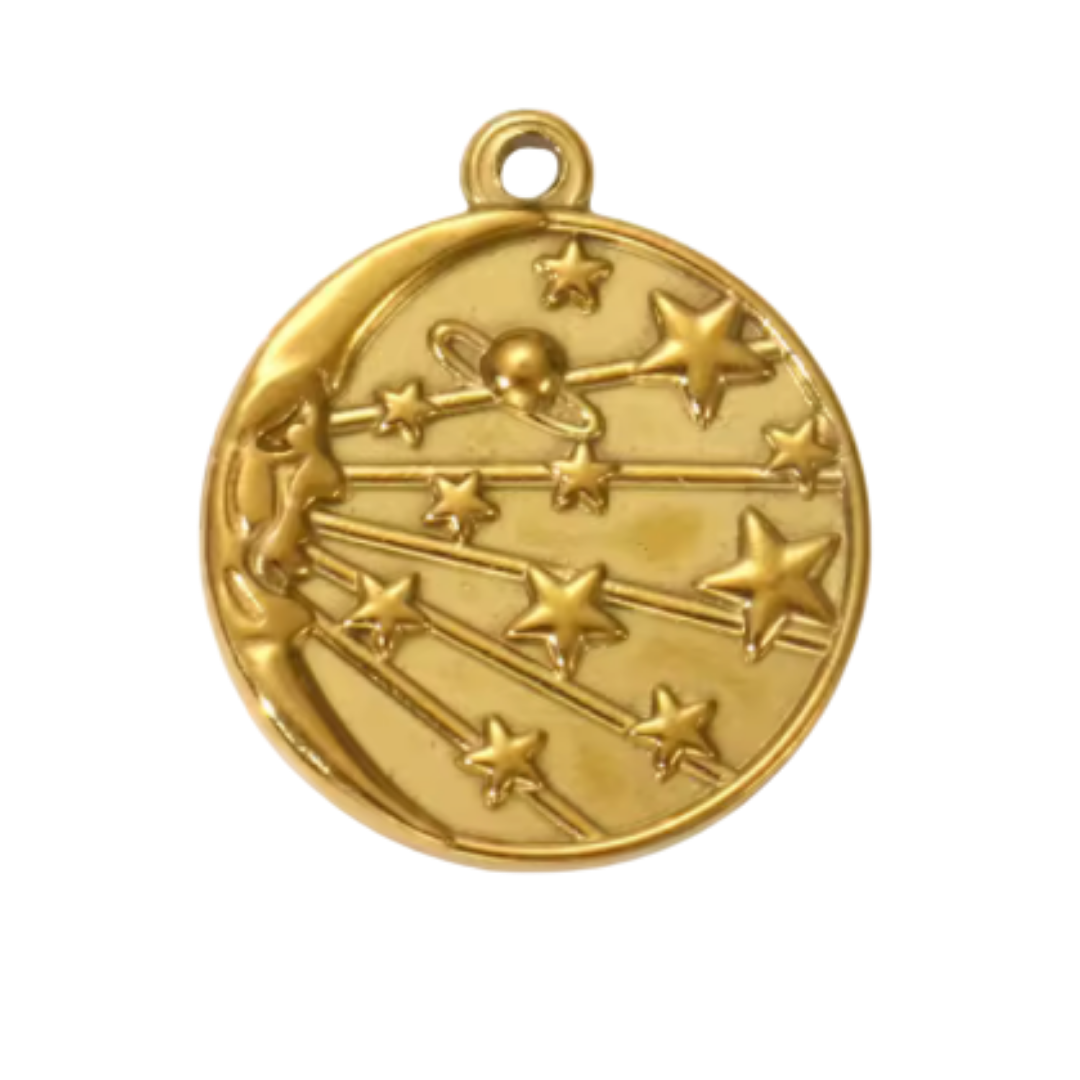 Médaillon lune étoilé - Or