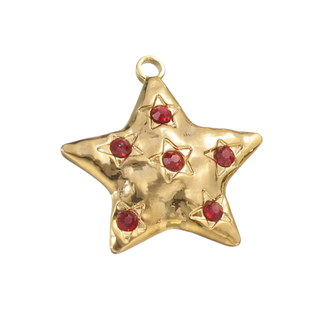 Étoile strass rouge - Or