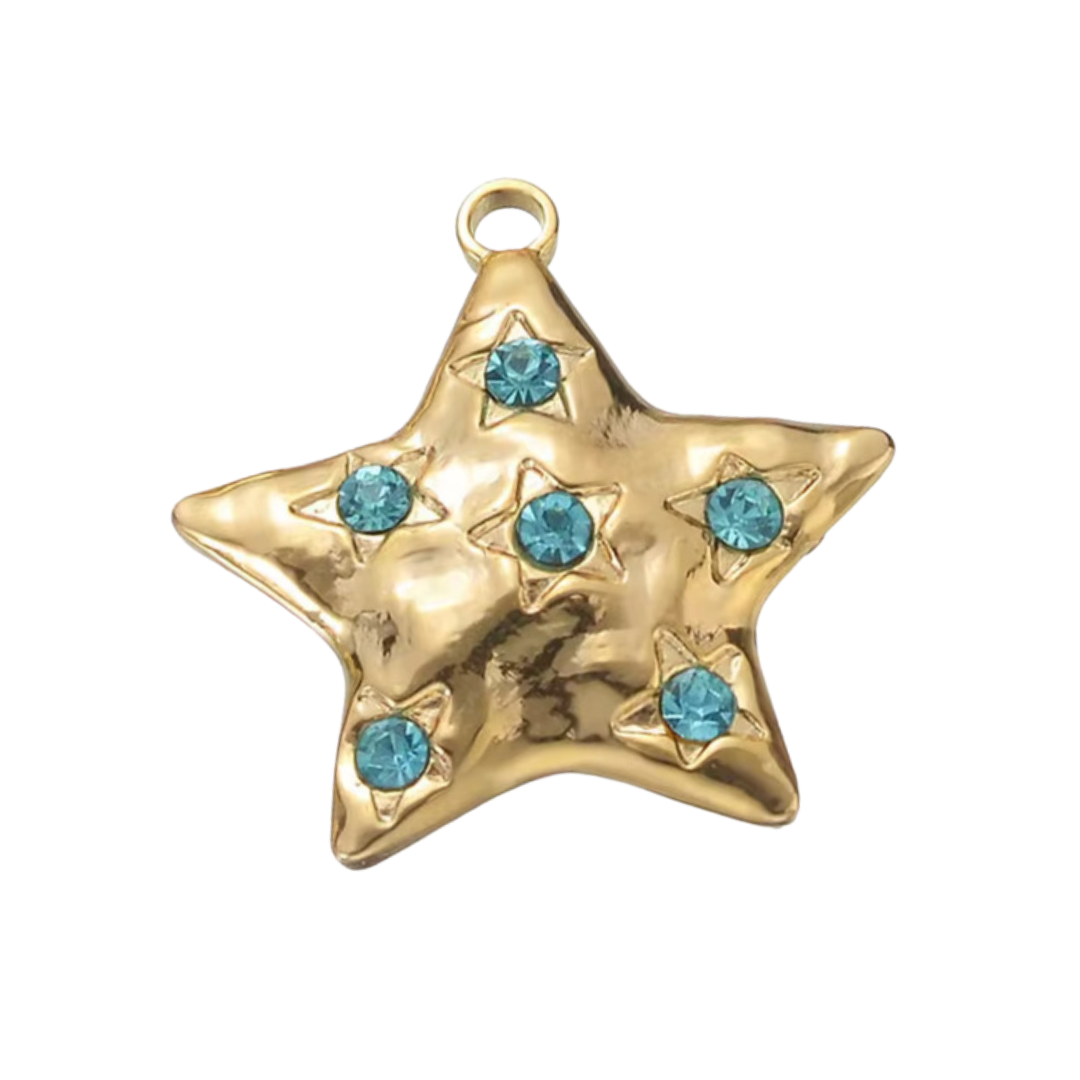 Étoile strass bleu - Or