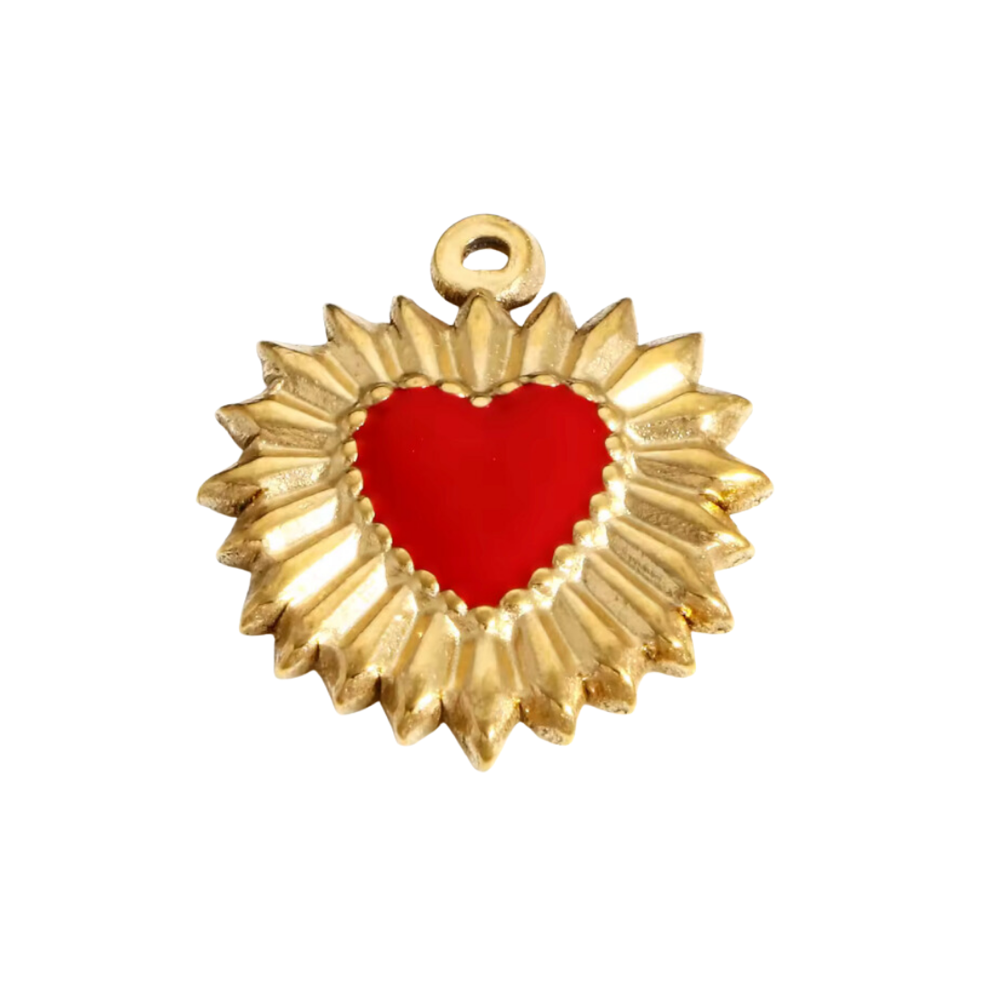 Coeur étincelant rouge - Or