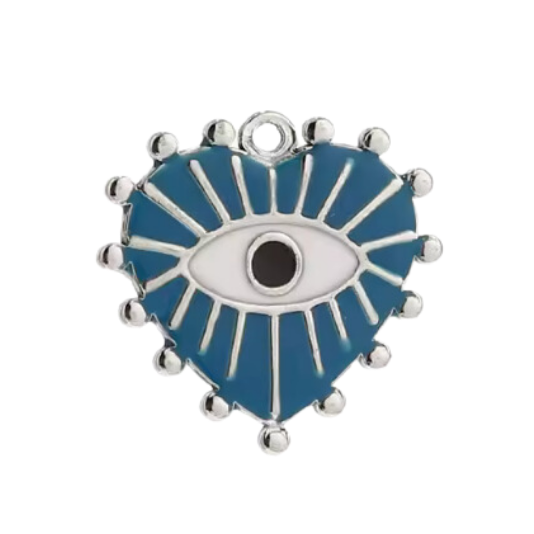 Coeur oeil bleu - Argent