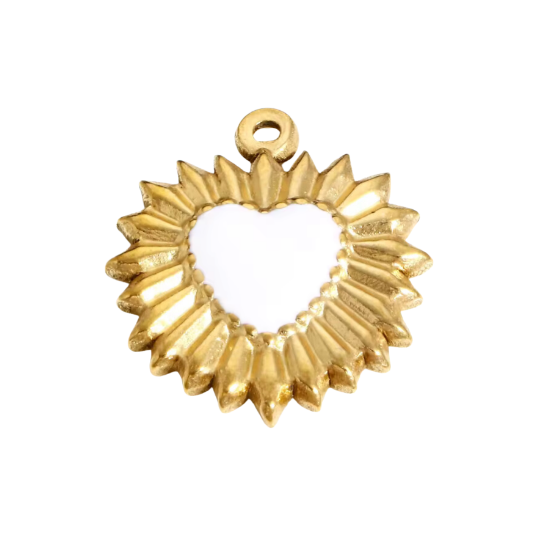 Coeur étincelant blanc - Or