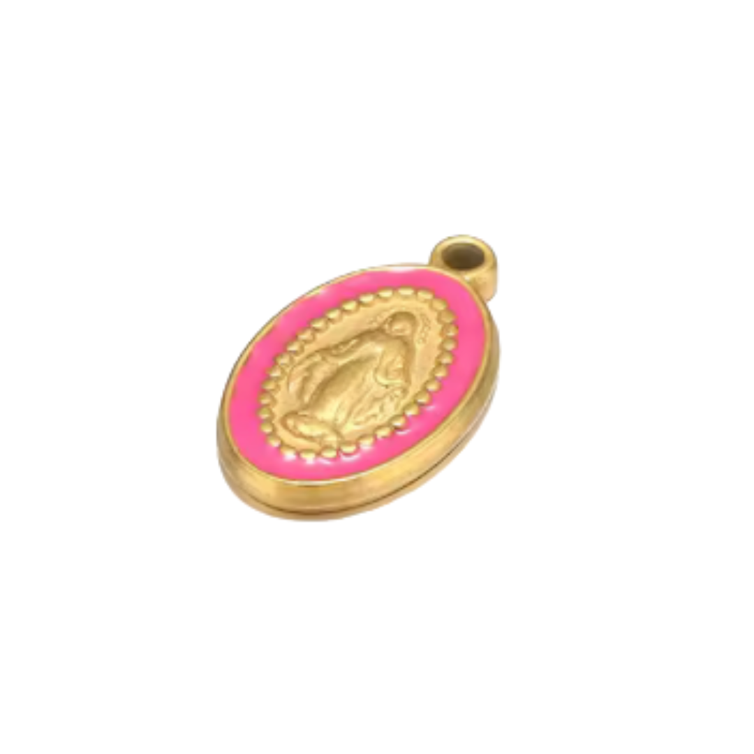 Médaillon religieux fushia - Or