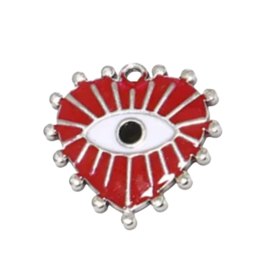 Coeur oeil rouge - Argent