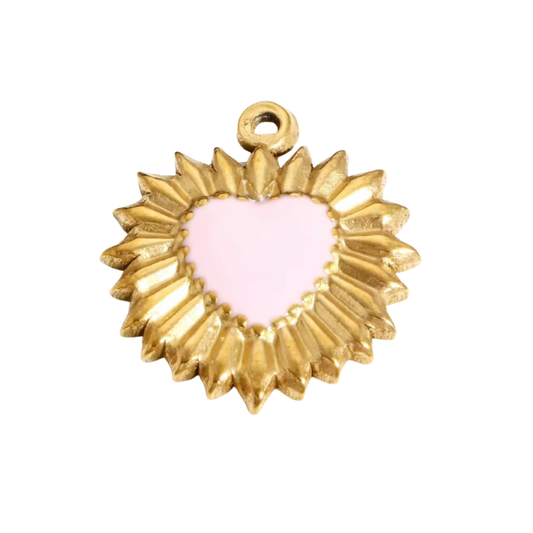 Coeur étincelant rose - Or