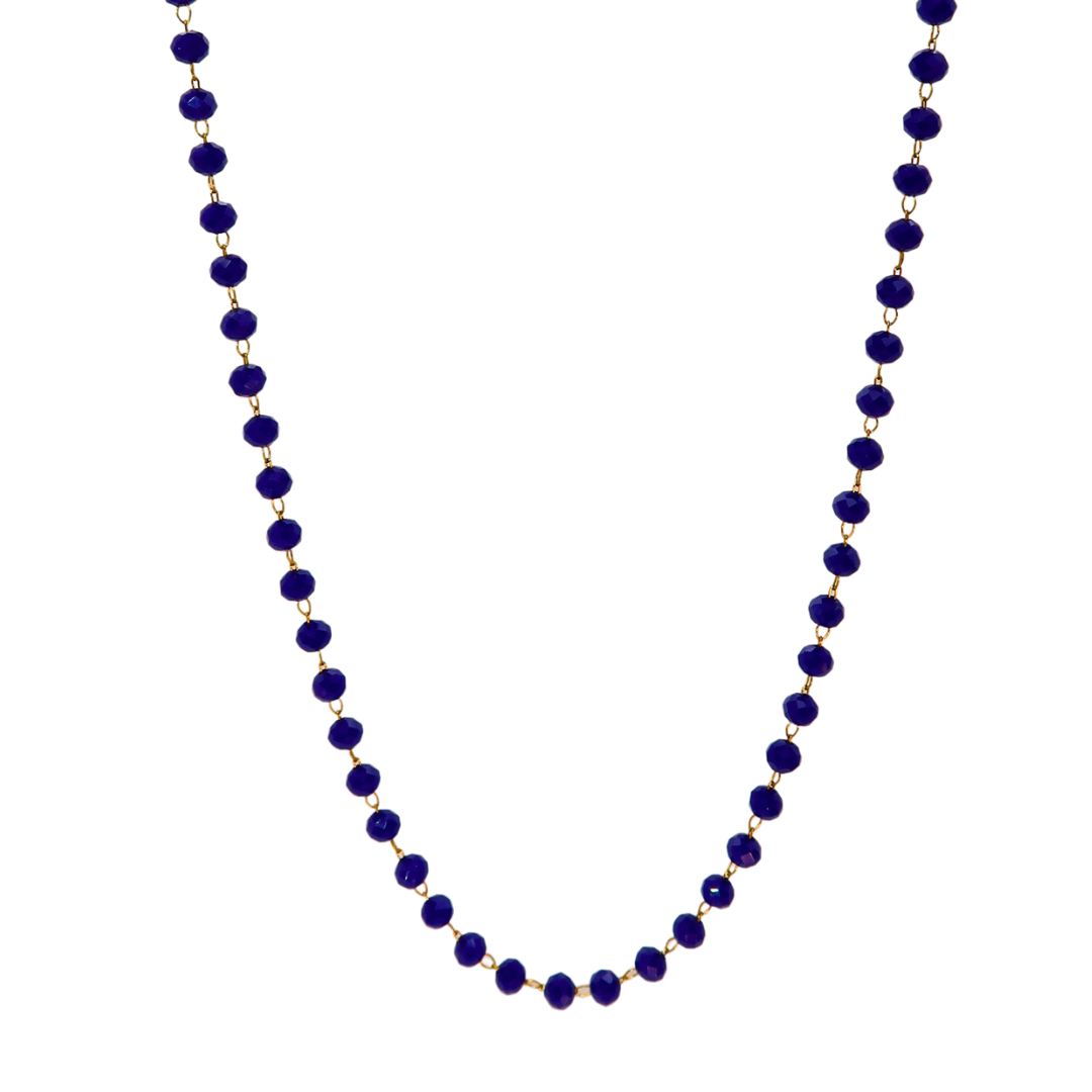 Chaîne collier perles - Bleu roi
