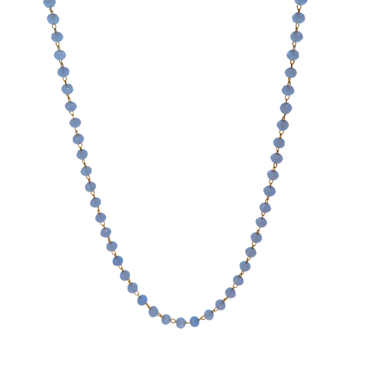 Chaîne collier perles - Bleu clair