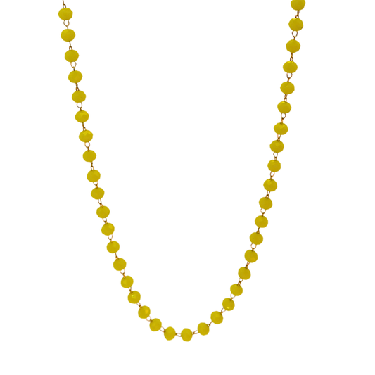 Chaîne collier perles - Jaune
