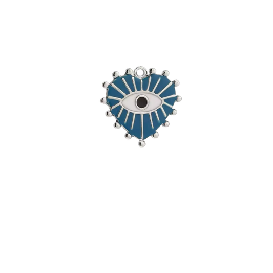Coeur oeil bleu - Argent