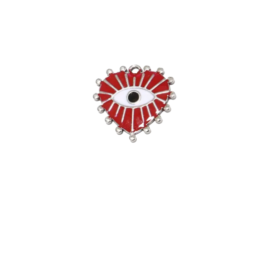 Coeur oeil rouge - Argent
