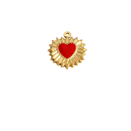 Coeur étincelant rouge - Or